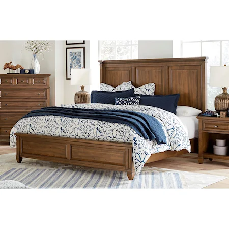Transitional Queen Panel Bed with USB Charging Ports